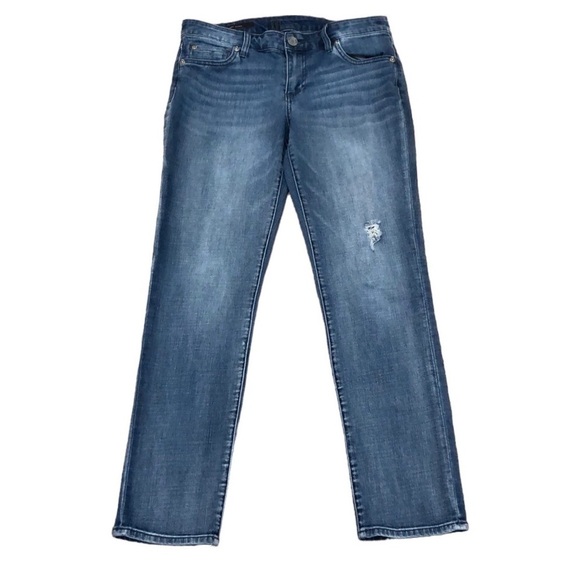 Kut From The Kloth Katy Boyfriend Straight Leg Jeans Size 6 Blue Distressed - Picture 1 of 11
